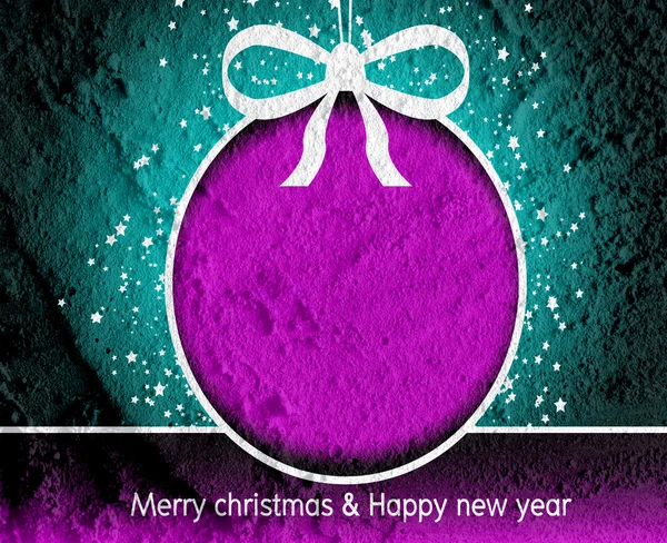 God jul och gott nytt år kort på Cement vägg ba — Stockfoto
