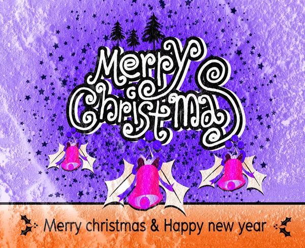 Vrolijke Kerstmis en gelukkig Nieuwjaar kaart op Cement muur CHTERGRO — Stockfoto