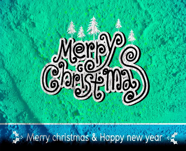 Merry Christmas And Happy New Year card  on Cement wall Backgrou — Stock Photo, Image