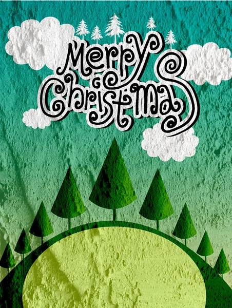 セメント壁れたらにメリー クリスマスと幸せな新年カード — ストック写真