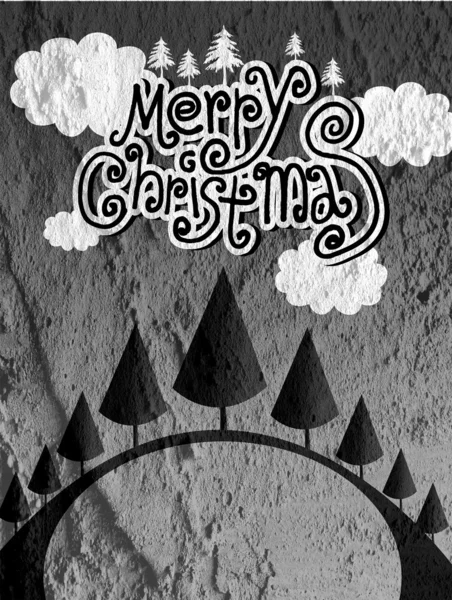 Merry Christmas And Happy New Year card  on Cement wall Backgrou — Stock Photo, Image