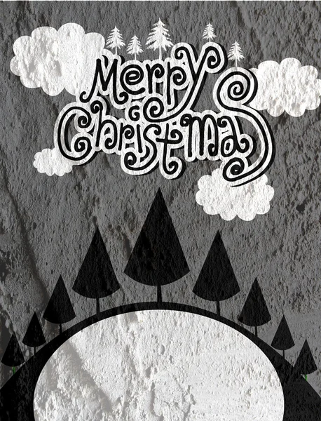 Feliz Natal e Feliz Ano Novo cartão na parede de cimento Backgrou — Fotografia de Stock