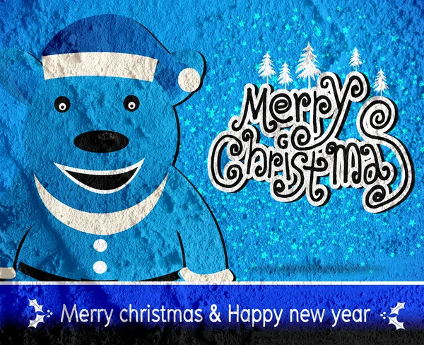 Wesołych Świąt i szczęśliwego nowego roku karty na ścianie Cement Backgrou — Zdjęcie stockowe
