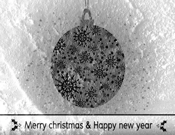 Merry Christmas And Happy New Year card  on Cement wall Backgrou — Stock Photo, Image