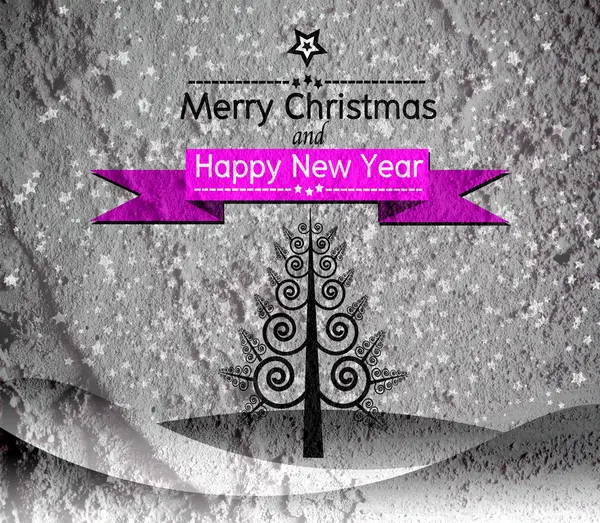 Wesołych Świąt i szczęśliwego nowego roku karty na ścianie cementu deseń — Zdjęcie stockowe