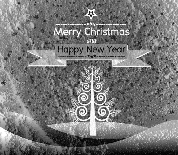 God jul och gott nytt år kort på Cement vägg bak — Stockfoto