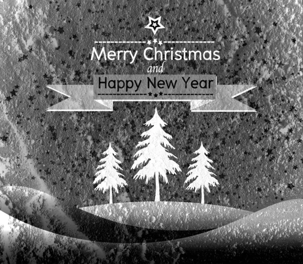 Merry Christmas And Happy New Year card on Cement wall Backgroun — Stock Photo, Image