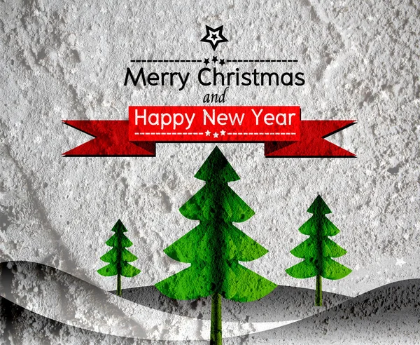 Feliz Navidad y feliz año nuevo tarjeta en la pared de cemento Backgroun — Foto de Stock