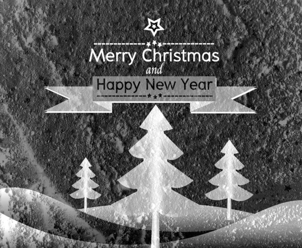 Merry Christmas And Happy New Year card on Cement wall Backgroun — Stock Photo, Image