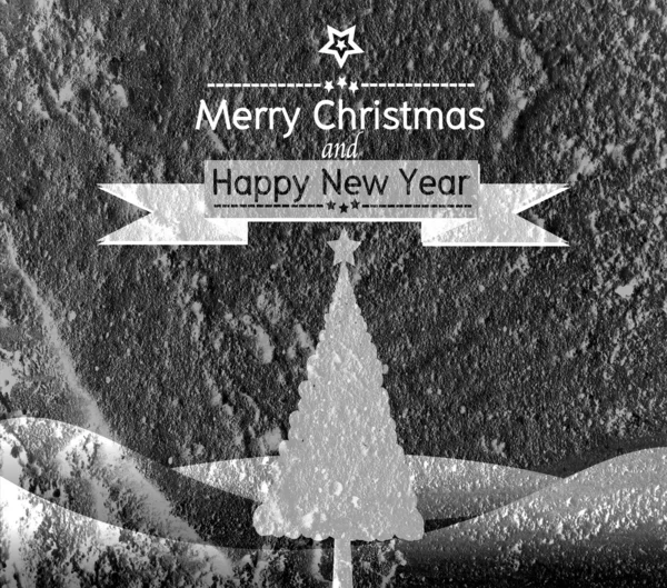 Merry Christmas And Happy New Year card on Cement wall Backgroun — Stock Photo, Image