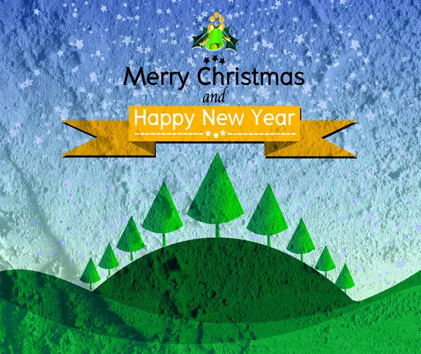 Wesołych Świąt i szczęśliwego nowego roku karty na ścianie cementu deseń — Zdjęcie stockowe