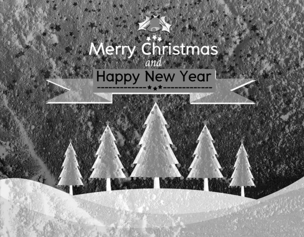 Merry Christmas And Happy New Year card on Cement wall Backgroun — Stock Photo, Image