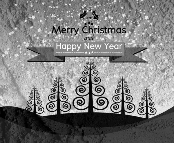 Merry Christmas And Happy New Year card on Cement wall Backgroun — Stock Photo, Image