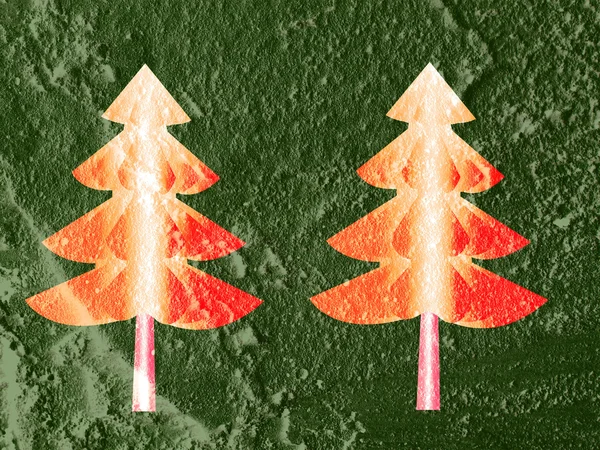 Christmas tree  on Cement wall Background texture — Stock Photo, Image