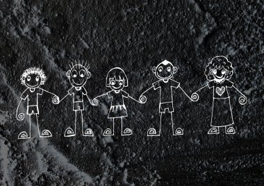 karikatür gençler çimento üzerinde arka plan doku duvar
