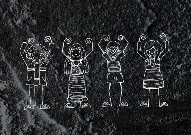 karikatür gençler çimento üzerinde arka plan doku duvar