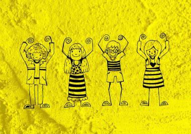 karikatür gençler çimento üzerinde arka plan doku duvar