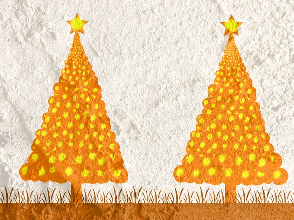 Christmas tree  on Cement wall Background texture — Stock Photo, Image