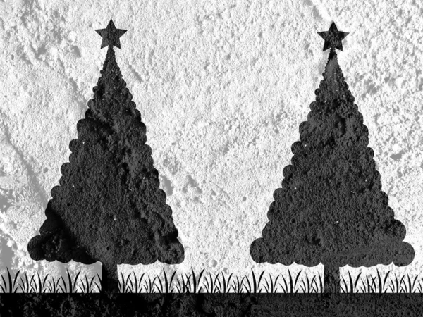 Christmas tree  on Cement wall Background texture — Stock Photo, Image