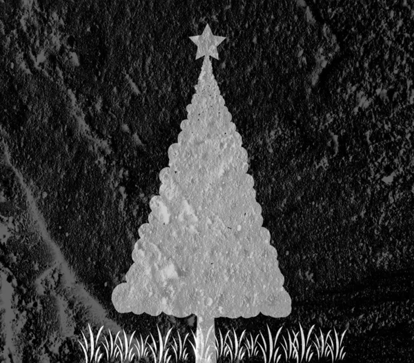 Christmas tree  on Cement wall Background texture — Stock Photo, Image