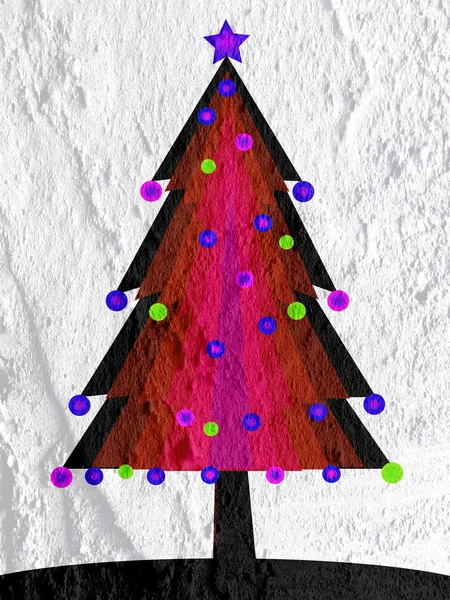 Різдвяна ялинка на цементній стіні Тло текстури — стокове фото