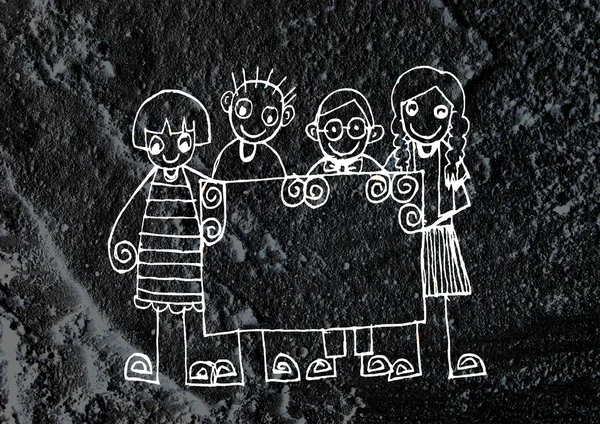 Cartone animato adolescenti cornice vuota sulla parete di cemento Struttura di sfondo — Foto Stock