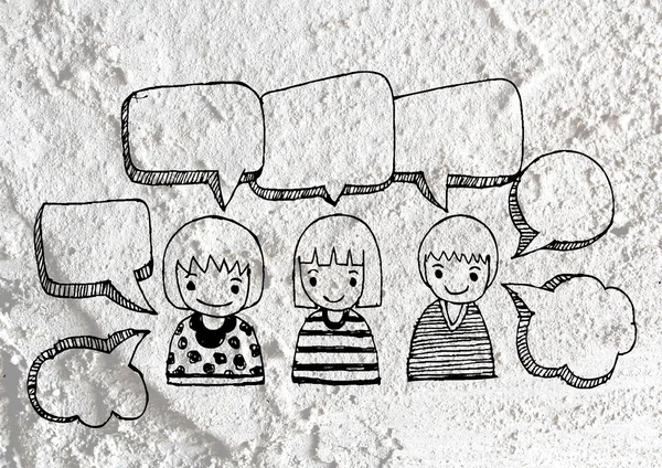 People thinking peoples talking and  Speech Bubble on Cement wal — Stock Photo, Image