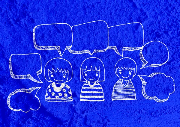 People thinking peoples talking and  Speech Bubble on Cement wal — Stock Photo, Image