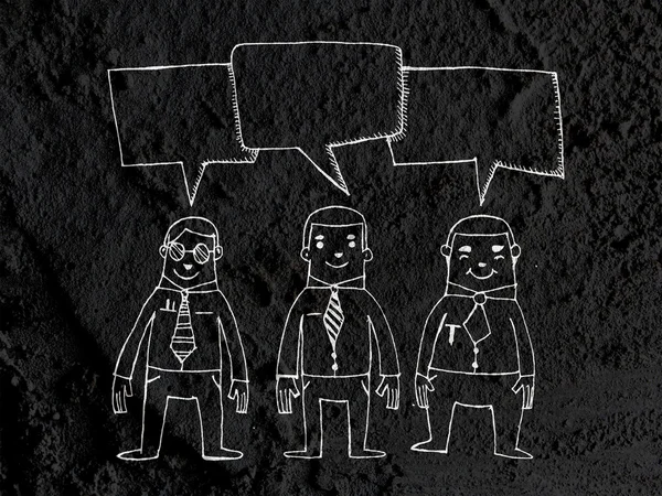 Menschen denken Völker reden und Sprechblase auf Zementwand — Stockfoto