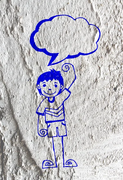 Les gens pensent que les gens parlent et le discours bulle sur le ciment wal — Photo