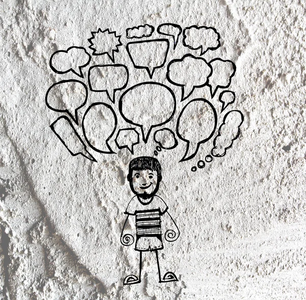Mensen denken mensen praten en tekstballon op Cement muur — Stockfoto