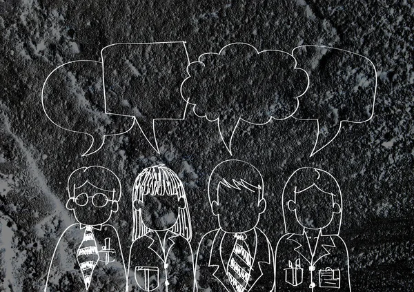 Menschen denken Menschen reden und Sprechblase auf Zementwand — Stockfoto