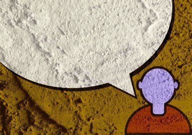 İnsanların düşünme insanlar konuşmak ve konuşma balonu çimento duvar 