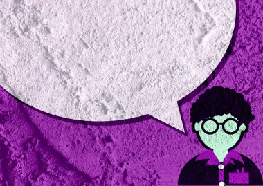 İnsanların düşünme insanlar konuşmak ve konuşma balonu çimento duvar 