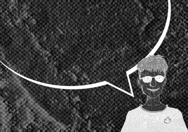 İnsanların düşünme insanlar konuşmak ve konuşma balonu çimento duvar 