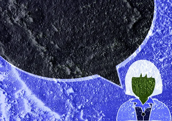 İnsanların düşünme insanlar konuşmak ve konuşma balonu çimento duvar 