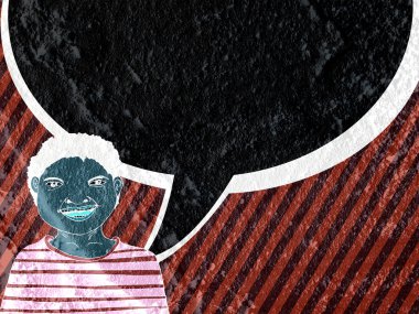 İnsanların düşünme insanlar konuşmak ve konuşma balonu çimento duvar 