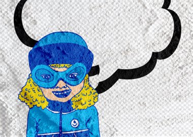 İnsanların düşünme insanlar konuşmak ve konuşma balonu çimento duvar 