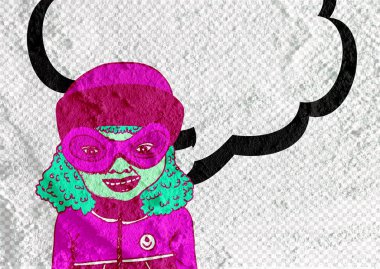 İnsanların düşünme insanlar konuşmak ve konuşma balonu çimento duvar 