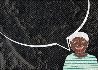 İnsanların düşünme insanlar konuşmak ve konuşma balonu çimento duvar 