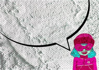 İnsanların düşünme insanlar konuşmak ve konuşma balonu çimento duvar 