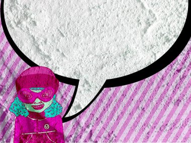 İnsanların düşünme insanlar konuşmak ve konuşma balonu çimento duvar 