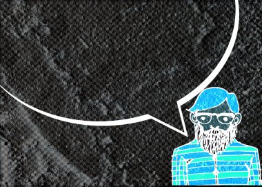 İnsanların düşünme insanlar konuşmak ve konuşma balonu çimento duvar 