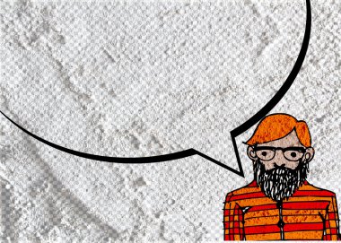 İnsanların düşünme insanlar konuşmak ve konuşma balonu çimento duvar 