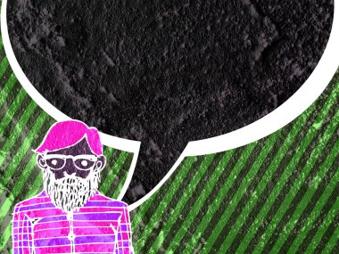 İnsanların düşünme insanlar konuşmak ve konuşma balonu çimento duvar 