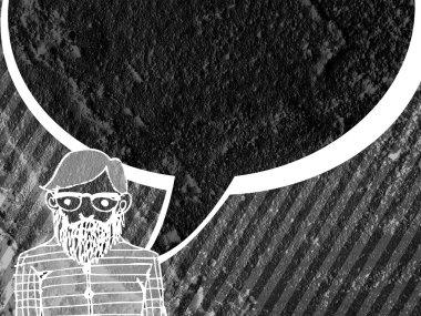 İnsanların düşünme insanlar konuşmak ve konuşma balonu çimento duvar 