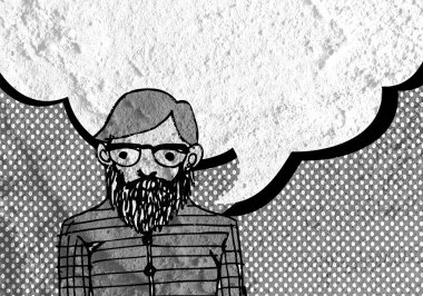 İnsanların düşünme insanlar konuşmak ve konuşma balonu çimento duvar 