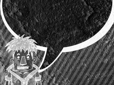 İnsanların düşünme insanlar konuşmak ve konuşma balonu çimento duvar 