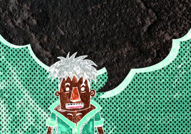 İnsanların düşünme insanlar konuşmak ve konuşma balonu çimento duvar 