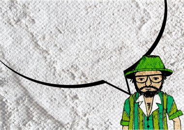 İnsanların düşünme insanlar konuşmak ve konuşma balonu çimento duvar 